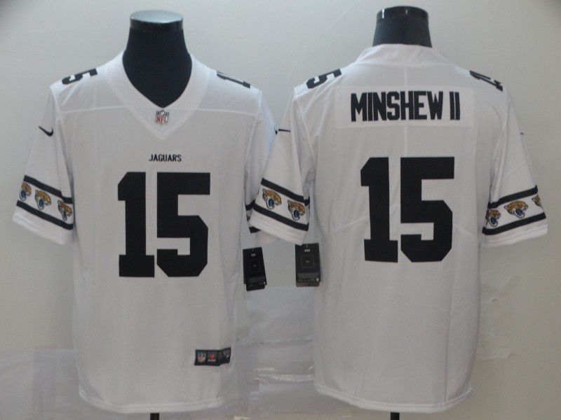 Men Jacksonville Jaguars #15 Minshew ii White team logo cool edition NFL Jerseys->jacksonville jaguars->NFL Jersey